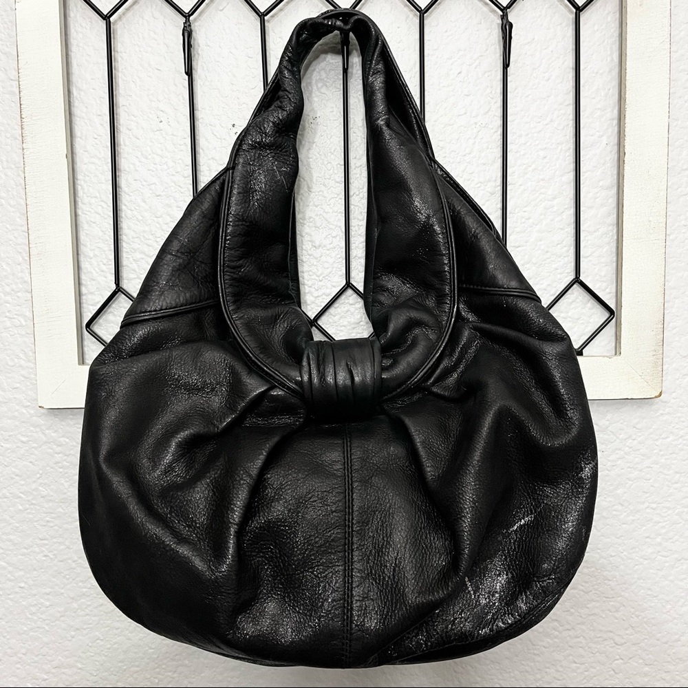 Kooba Metallic Black Leather Pamela Hobo Bag